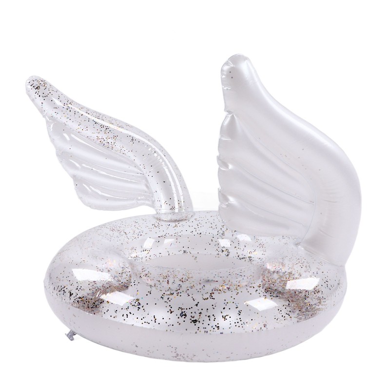 Inflatable Swimming Ring Sequin Swim Angel Wing Shiny Floating Tube