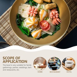 Healeved Stainless Steel Salad Bowl - 1Pcs Large Noodle Ramen Bowls, Sturdy & Reusable, Serving Bowls Ideal for Pasta, Fruit and Salad - Golden Fruit Bowl (15X15X7cm)