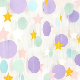 Pastel Rainbow Party Decorations Paper-Garland - 4pcs Birthday Twinkle Little Star Hanging Streamers Banner, Baby Shower Graduation Bridal Wedding Spring Ceiling Backdrop Decor Burgleda