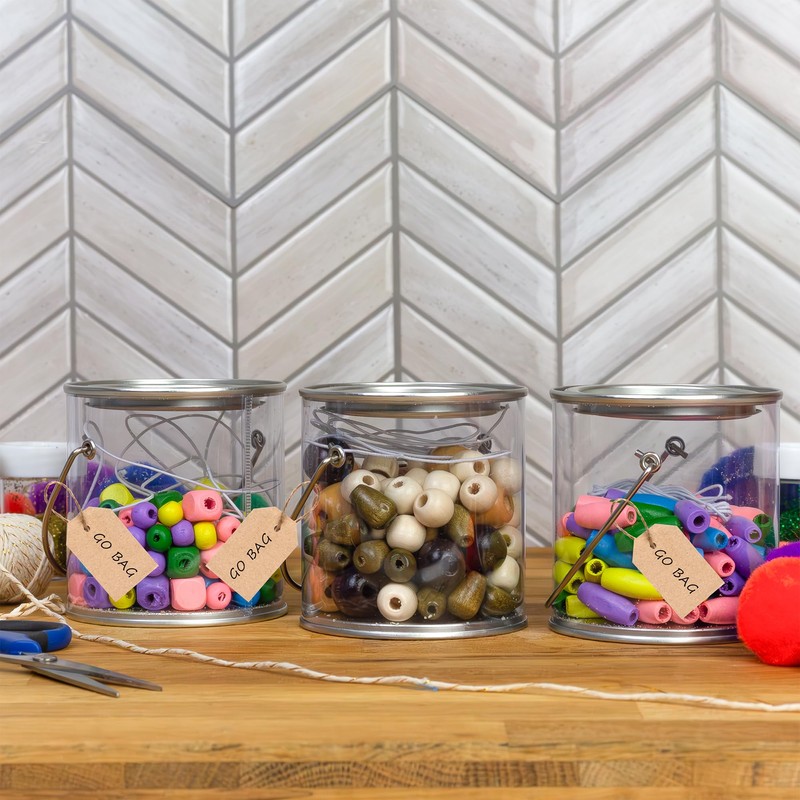 Cornucopia Brands Mini Clear Plastic Paint Cans (6-Pack), Little 3in