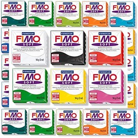 JustArtsCrafts Fimo Soft Oven Hardening Bake DIY Crafts Sculpting Moulding Polymer Modelling Clay 12 x 57g Multicolour Blocks