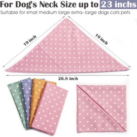 4PCS Dog Bandanas Spring Cute Soft Cotton Puppy Cat Scarfs Washable Daily Handkerchief Pink Green Blue Orange Comfortable Gifts, Adjustable Accessories for Small Medium Large Girl Boy Pup Pet