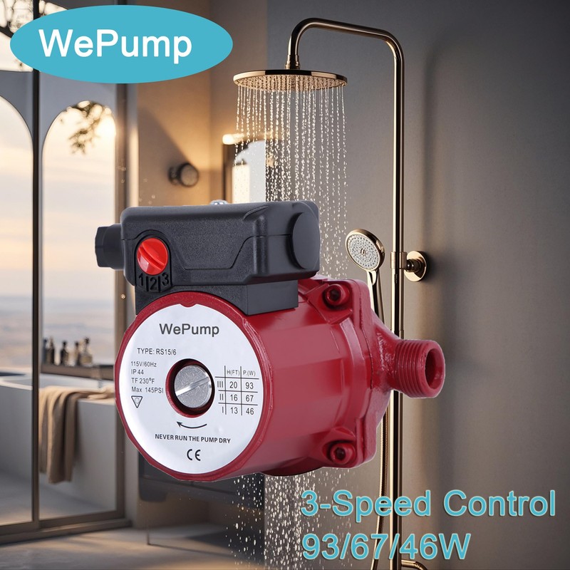 WEPUMP NPT 3/4'' Domestic Hot Water Circulation Pump 93W Recirculating