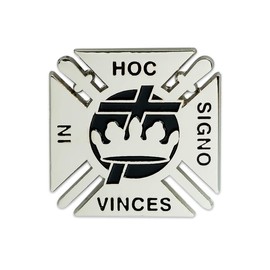 Knights Templar Cross & Crown Masonic Lapel Pin - [Silver & Black][1'' Tall]