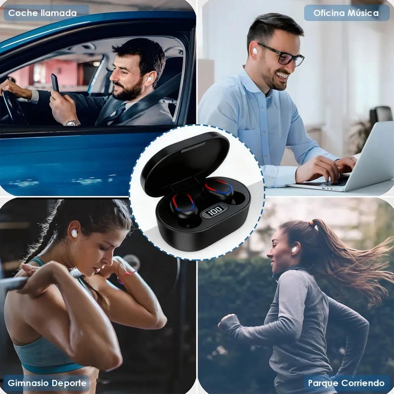 Audfonos In-ear Inalmbricos MOREKA E601 Indicador LED del Nivel de