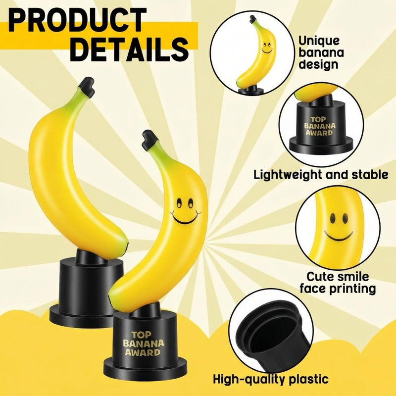 MTLEE 2 Pcs Small Award Trophy Top Banana Quacktastic Duck