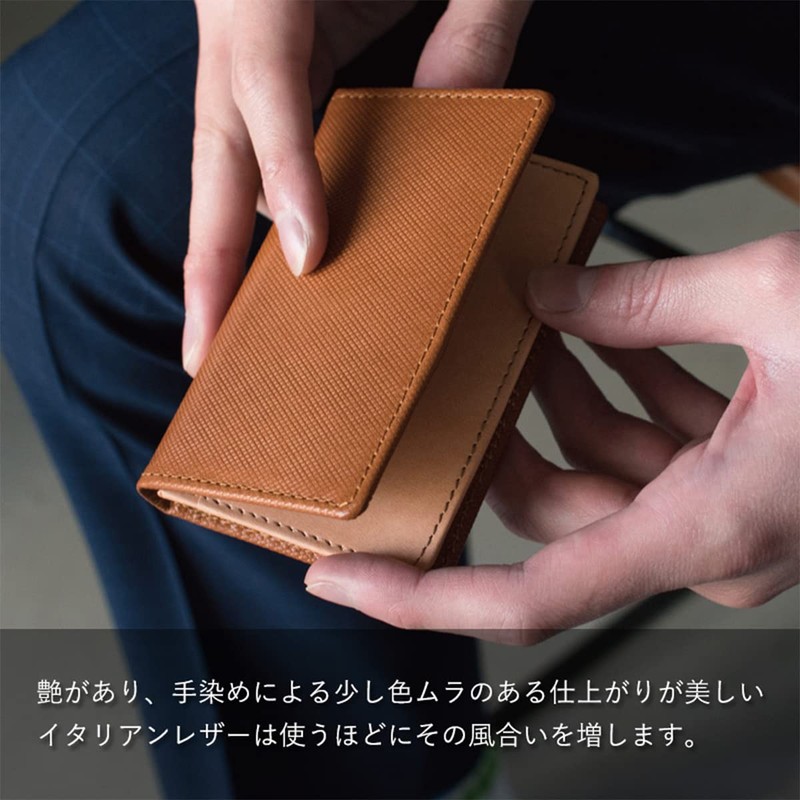 Tabarat TAV-041 Business Card Case, Men's, Genuine Leather, Italian Leather,