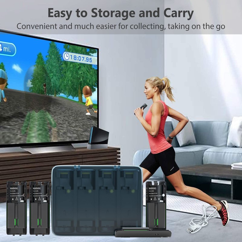 Battery Charger for Wii & Wii U Remote Controller,4pcs 2800mAh