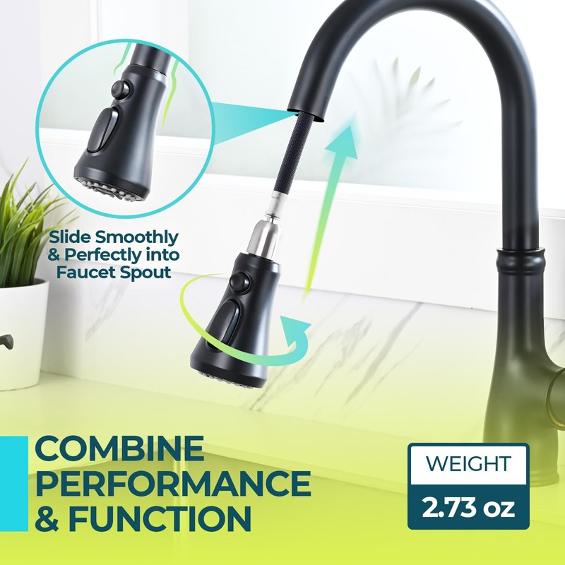 VFAUOSIT Kitchen Faucet Replacement with 9 Adapters, 3-Mode (Aquablade) Pull