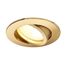 HCFEI LED Recessed Spotlight, Dimmable, Matte Gold, Round, Swivel, 5 W, Flat, 230 V, Recessed Spotlight, 68 mm Borehole, 120° Beam Angle, Warm White, 3000 K (Pack of 3)