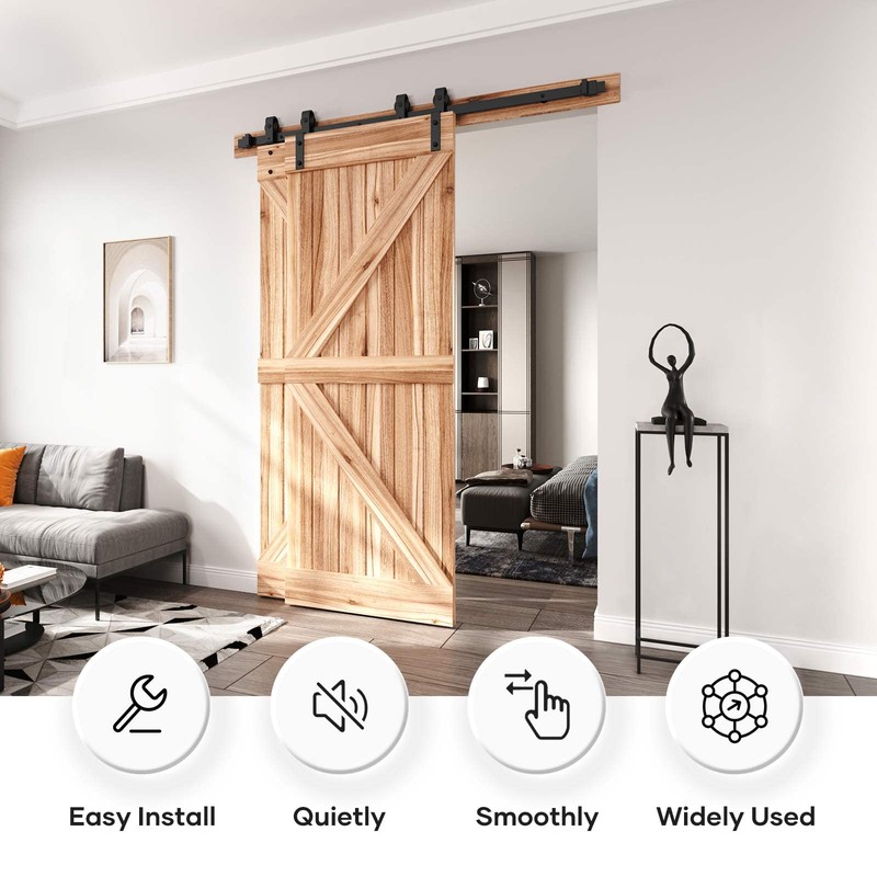 EaseLife 5FT Bypass Double Sliding Barn Door Hardware Kit, Single