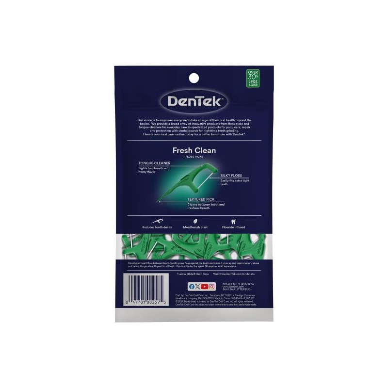 DenTek Fresh Clean Floss Picks, For Extra Tight Teeth, 75