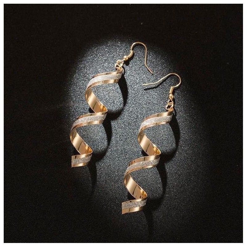 Anmpab Boho Spiral Earrings for Women Gold Silver Metal Wave