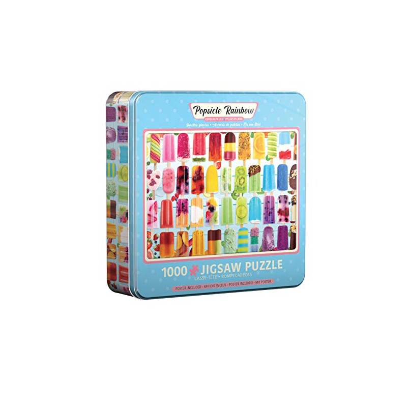 Eurographics Puzzle in Tin: Popsicle Rainbow, 1000 Piece Puzzle for
