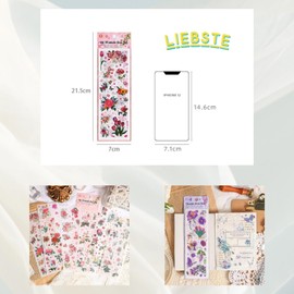 Liebste Notebook Deco Seal, Collage Material, Assortment, Die Cut, 4 Types, 6 Sheets, Masking Tape Material, Muste Seal, Floral Pattern, Petals, Bouquet, Seal, Collage, Sticker Set, Butterfly