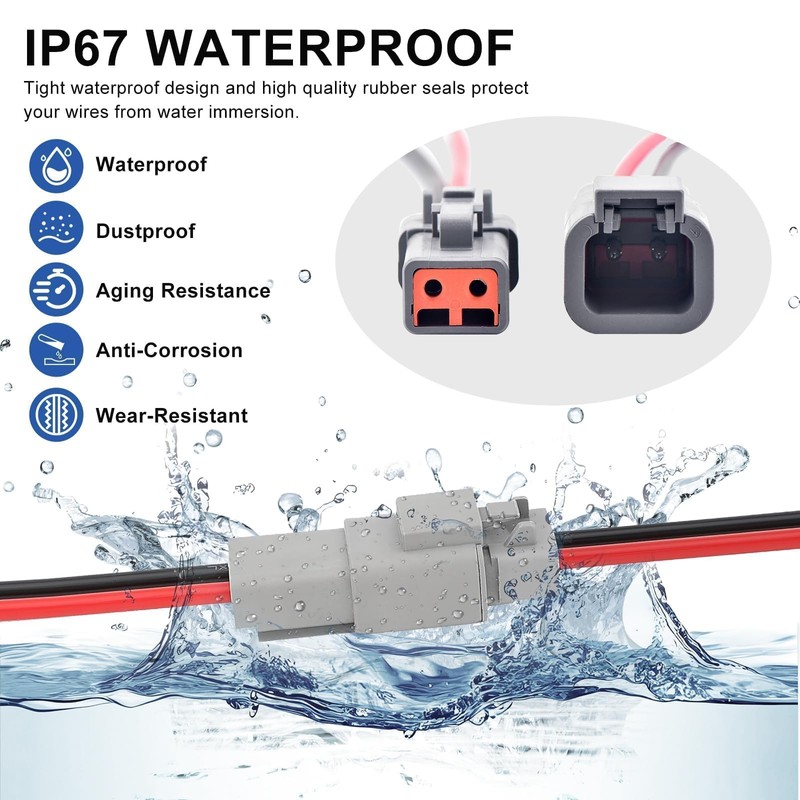 Linkstyle DTP 2 Pin Connectors Kit with 12 AWG Cable,