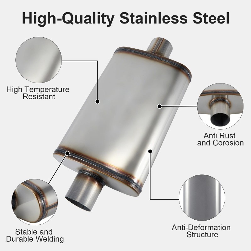 Customized Exhaust High Flow Silencer Auto Part Stainless Steel Universal