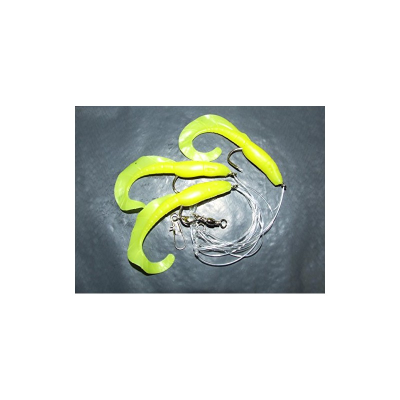 FFT SUPER CATCH YELLOW GRUB RIG LURE 3 x 4/0