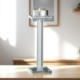 MIJOMA Teelichtleuchter Kristal – Glas-Kerzenhalter mit Kristalleffekt, 19 cm hoch – eleganter Deko-Leuchter für Wohnzimmer, Esstisch & Events (19cm hoch)