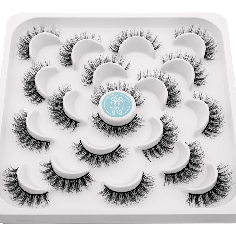 DYSILK Mink Eyelashes Strip Lashes - D Curl Lashes 10