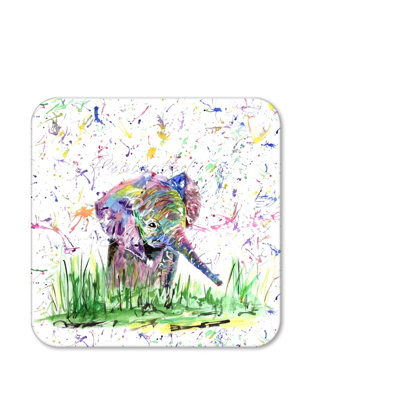 Coaster Elephant baby wild Animals Coasters Watercolour Art Gift Work