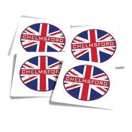 Vinyl Square Stickers (Set of 4) 10cm - Chelmsford England Rustic UK GB Travel for Laptops, Tablets, Luggage, Scrap Booking, Fridges #59139
