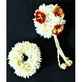 Pretty Charming Artificial Hair Gajra Band (Set of 2 with red & yellow)