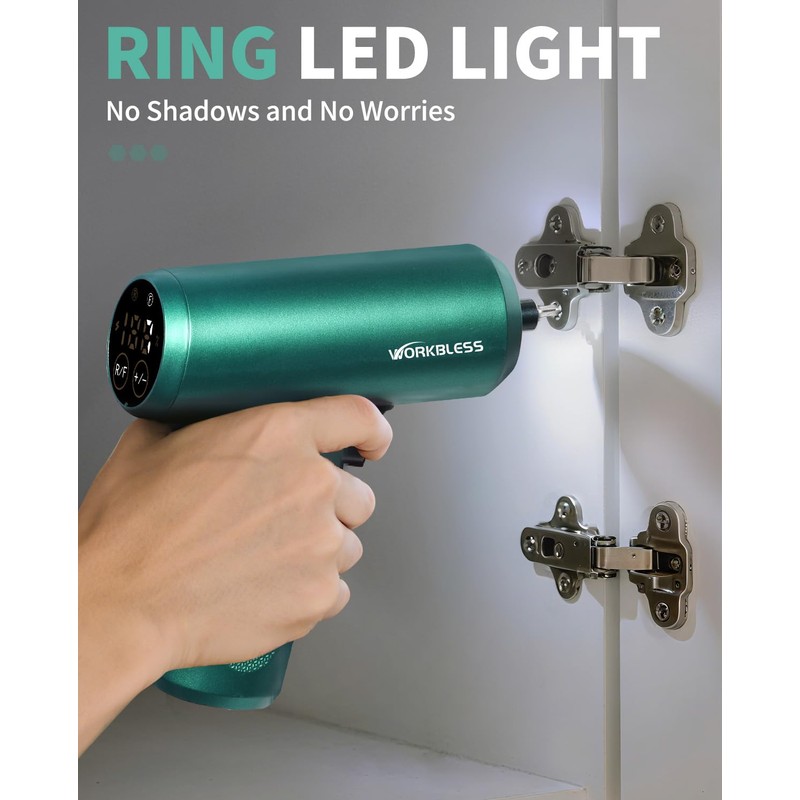 WorkBless Cordless Screwdriver, 3.7V Electric Screwdriver with LCD Touchscreen Display,