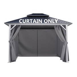 COWVIE 4-Panel 10' x 13' Gazebo Replacement Curtains, Patio Privacy Sidewalls with Double Zipper, Replacement for Outdoor Gazebo Canopy (Curtain Only)