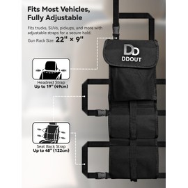 DDOUT Seat Back Gun Rack for Truck, Black Back Seat Gun Holder with Textured Webbing, 900D Rifle Holder for Hunting Shotguns, Tactical Truck Gun Rack Behind Seat, 2 Pack, Hunting Gifts for Men