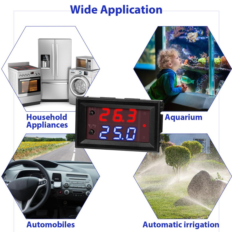 2 Pieces 12V Electronic Temperature Controller Programmable -50 to 110