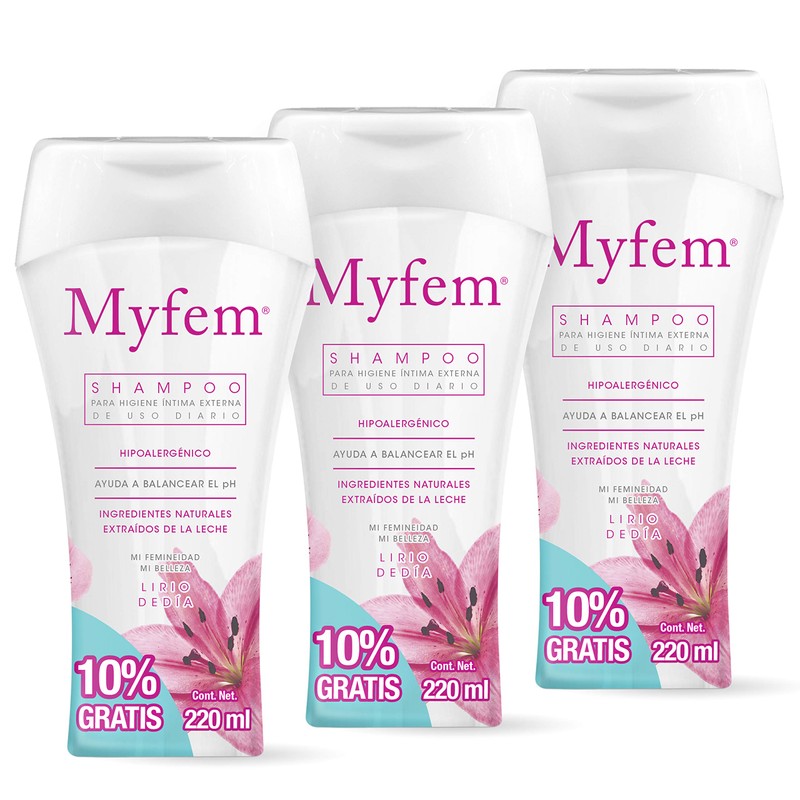 Intima Shampoo De Higiene 220 ml pack MYFEM 3 piezas