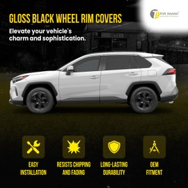Trim Illusion Gloss Black Wheel Rim Cover Hubcaps 17 Inch Snap-On, Compatible with Toyota RAV4 2019-2024, Set of 4, WC105-17BLK