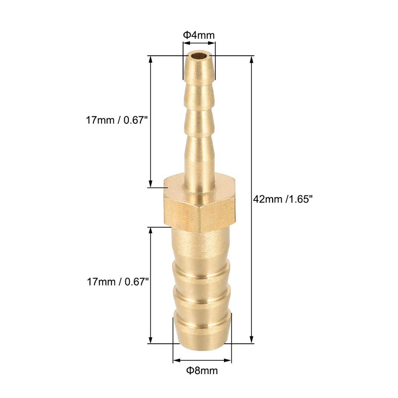 sourcing map Straight Brass Barb Fitting Reducer, Fit Hose ID