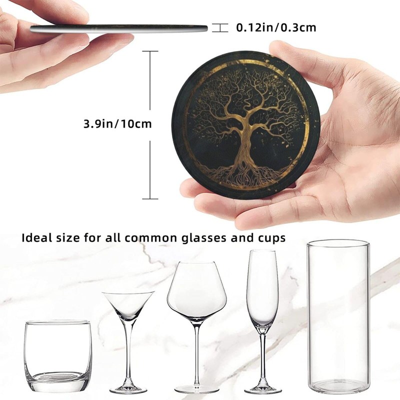BOXIMIAO Drink Coasters with Holder Stand Set of 6, Marble