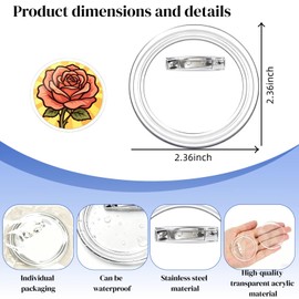 Clear Button Pins Plastic for Crafts - 20 Pack Circle Button (2.36 Inch)