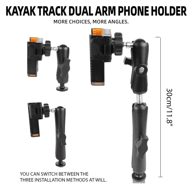 xik Kayak Phone Holder Mount with T-Bolt Track Ball,[720° Dual-Adjustable