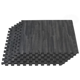 Forest Floor 5/8 Inch Thick Printed Foam Tiles, Premium Wood Grain Interlocking Foam Floor Mats, Anti-Fatigue Flooring, Carbon, 16 Sq Ft