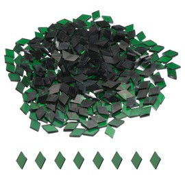 sourcing map 200g Mosaic Tiles Rhombus Shape Glass Mosaic Tiles Stained Mosaic Glass Pieces for Home Decoration Art Crafts DIY Projects Transparent Dark Green