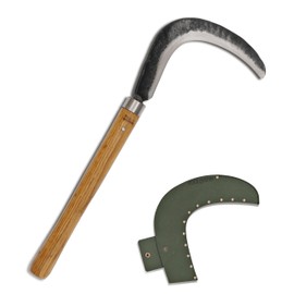 TOOLGATHER Josun Sickle Left-Handed - Hand-Forged Handmade Korean Weeding and Brush Clearing Tool with Razor-Sharp Blade and Chestnut Wood Handle