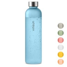 Vinsun Trinkflasche 1l blau - wiederverwendbar nachhaltig, Kohlensäure geeignet, BPA frei, Tritan - Sport Flasche für Outdoor, Schule, Uni, Fahrrad, Büro, Gym
