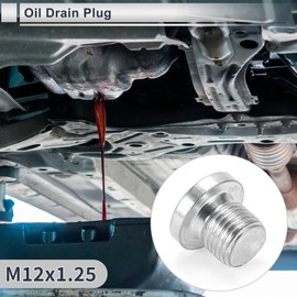 RATCHROLL 1 Set Universal Oil Drain Plug Anti Leakage 0.57" Height Oil Pan Drain Bolt Screw Thread Repair with Gasket Silver Tone Steel Aluminum M12x1.25