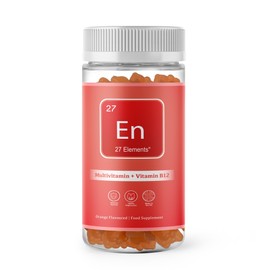 Vitamin B12 + MultiVitamin Gummy Vitamins | Natural Orange Chewable Gummy Vitamins for Adults & Children | One Months Supply - 30 Gummies | All-Natural, Gluten Free and Palm Oil Free Gummies