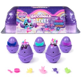 Hatchimals Alive, Neon Rainbow Egg Carton Toy with 5 Mini Figures in Color Reveal Eggs & 11 Accessories, Kids Toys for Girls & Boys Ages 3 and up