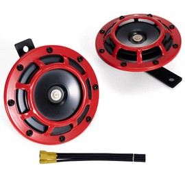 AOLIHAN Air Horn Kit for Car, Truck, Train, Boat - 12V Twin Horns Supertone, Waterproof Motorcycle Horn(red horn)