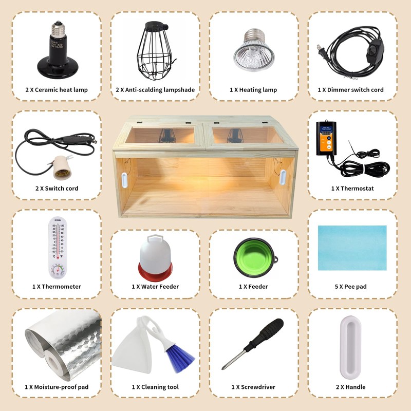 22-Piece Large Chicken Brooder Box 32", All-in-One Kit, Up to