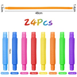 Newpop Pack of 24 pop tubes, colourful tubes children's stretch, pop tubes sensory toy, pop tube, sensory toy for children and adults