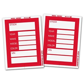 Kleer-Bak 2-Pack of 100 Stock Stickers - RED - Genuine Versa-Tag Car Dealership Stock Stickers (Red)