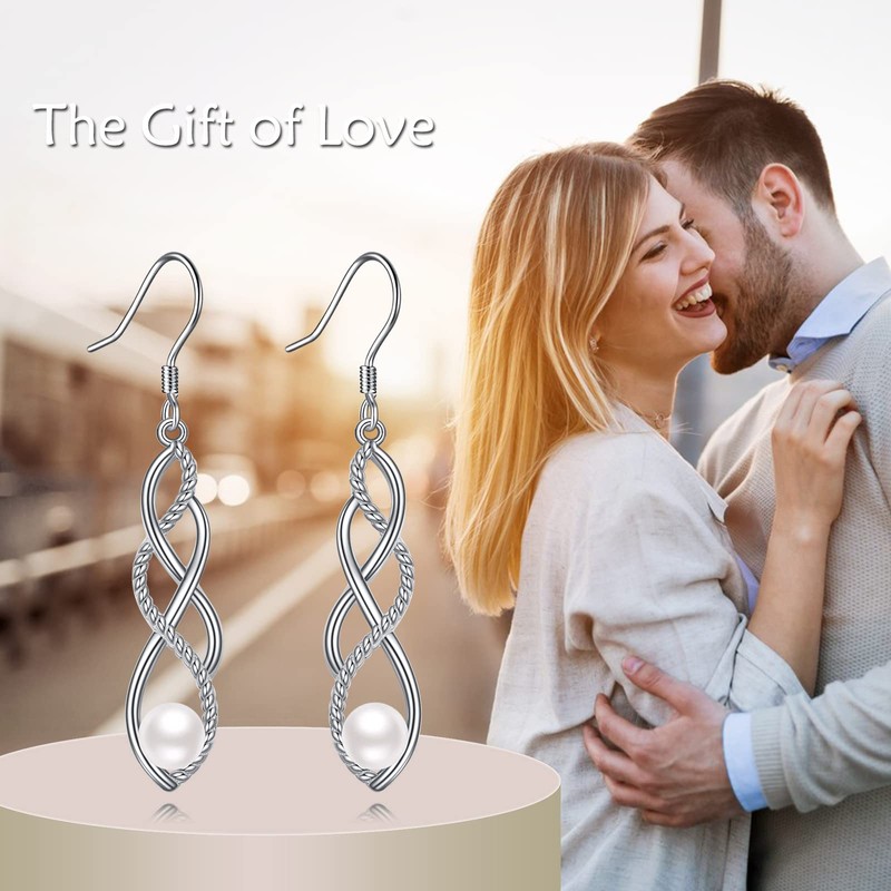 Pearl Earrings for Women 925 Sterling Silver Irish Celtic Knot