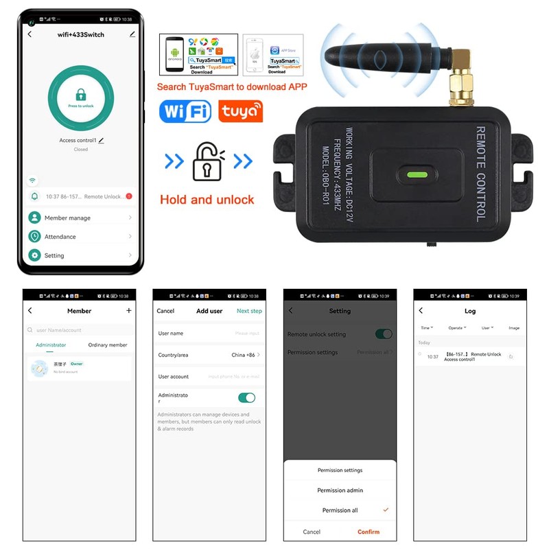 ReaIOKbii WiFi Tuya Door Access Control Kit, Home Security System,